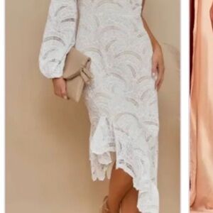 VICI one shoulder white crochet dress